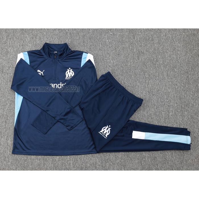 Tuta da Track de Felpa del Olympique Marsiglia 2023-2024 Blu Oscuro